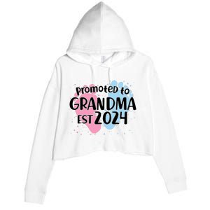 Cute Promoted To Grandma Est 2024 Crop Fleece Hoodie