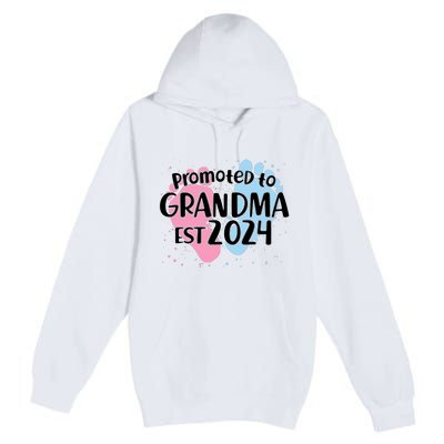 Cute Promoted To Grandma Est 2024 Premium Pullover Hoodie