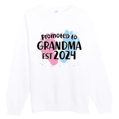 Cute Promoted To Grandma Est 2024 Premium Crewneck Sweatshirt