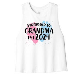 Cute Promoted To Grandma Est 2024 Women's Racerback Cropped Tank