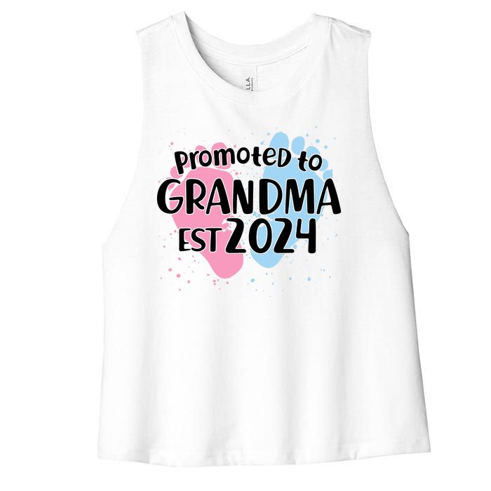 Cute Promoted To Grandma Est 2024 Women's Racerback Cropped Tank