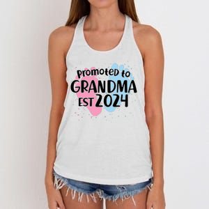 Cute Promoted To Grandma Est 2024 Women's Knotted Racerback Tank