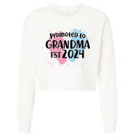 Cute Promoted To Grandma Est 2024 Cropped Pullover Crew