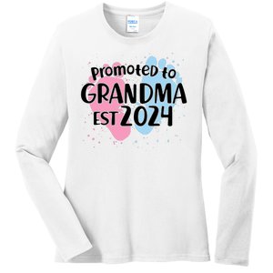 Cute Promoted To Grandma Est 2024 Ladies Long Sleeve Shirt