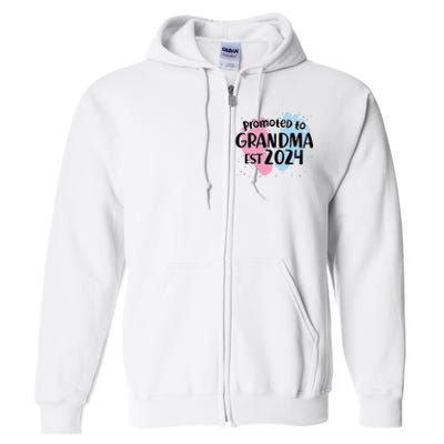 Cute Promoted To Grandma Est 2024 Full Zip Hoodie