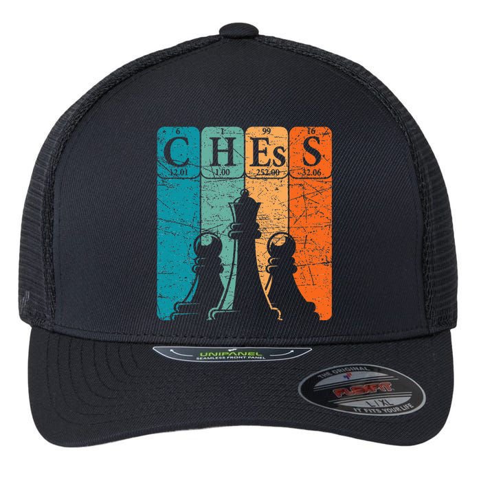 Chess Periodic Table Elements Nerd Chess Player Vintage Flexfit Unipanel Trucker Cap