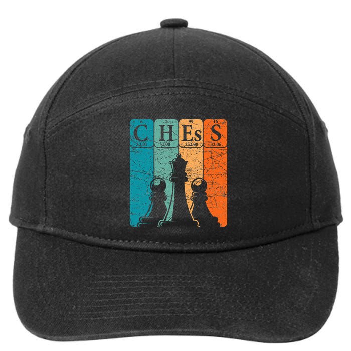 Chess Periodic Table Elements Nerd Chess Player Vintage 7-Panel Snapback Hat