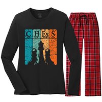 Chess Periodic Table Elements Nerd Chess Player Vintage Women's Long Sleeve Flannel Pajama Set 