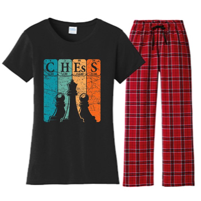 Chess Periodic Table Elements Nerd Chess Player Vintage Women's Flannel Pajama Set