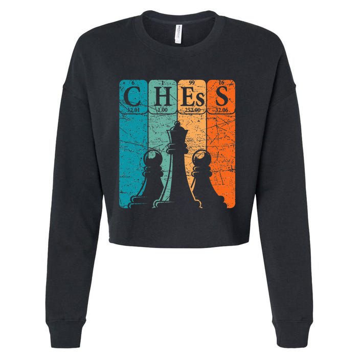 Chess Periodic Table Elements Nerd Chess Player Vintage Cropped Pullover Crew