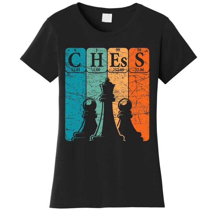 Chess Periodic Table Elements Nerd Chess Player Vintage Women's T-Shirt