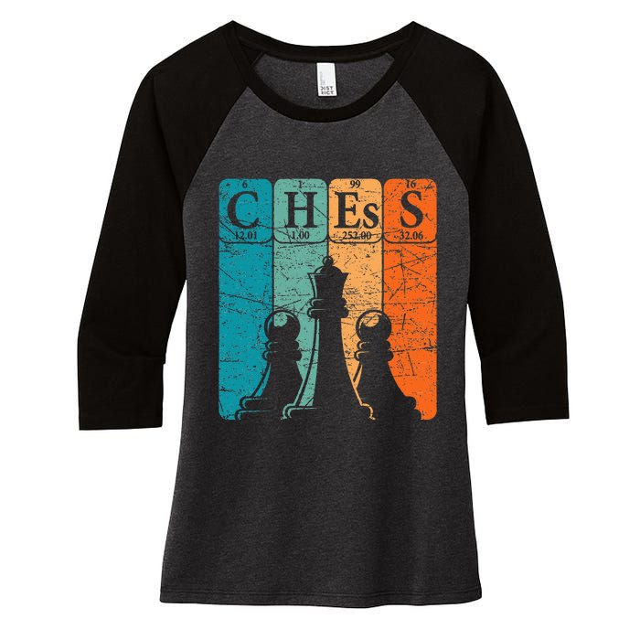 Chess Periodic Table Elements Nerd Chess Player Vintage Women's Tri-Blend 3/4-Sleeve Raglan Shirt