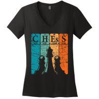 Chess Periodic Table Elements Nerd Chess Player Vintage Women's V-Neck T-Shirt