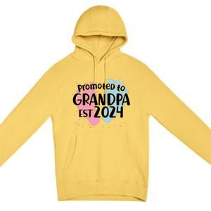 Cute Promoted To Grandpa Est 2024 Premium Pullover Hoodie