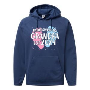 Cute Promoted To Grandpa Est 2024 Performance Fleece Hoodie