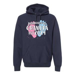 Cute Promoted To Grandpa Est 2024 Premium Hoodie