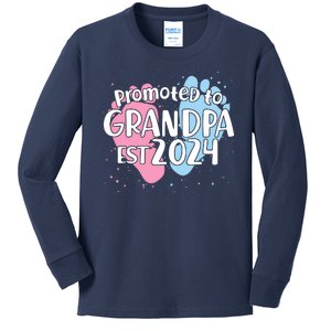 Cute Promoted To Grandpa Est 2024 Kids Long Sleeve Shirt