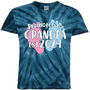 Cute Promoted To Grandpa Est 2024 Kids Tie-Dye T-Shirt