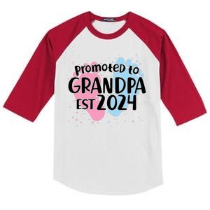 Cute Promoted To Grandpa Est 2024 Kids Colorblock Raglan Jersey