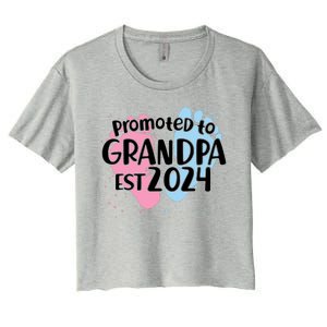 Cute Promoted To Grandpa Est 2024 Women's Crop Top Tee