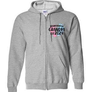 Cute Promoted To Grandpa Est 2024 Full Zip Hoodie