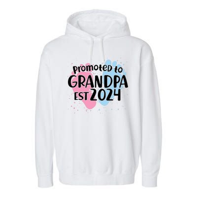 Cute Promoted To Grandpa Est 2024 Garment-Dyed Fleece Hoodie