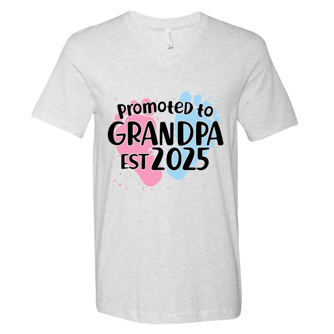 Cute Promoted To Grandpa Est 2025 V-Neck T-Shirt