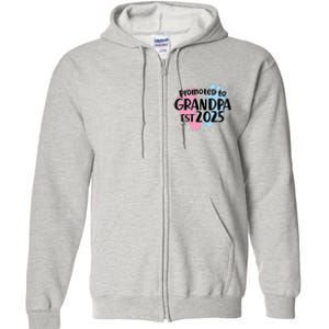 Cute Promoted To Grandpa Est 2025 Full Zip Hoodie