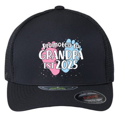 Cute Promoted To Grandpa Est 2025 Flexfit Unipanel Trucker Cap