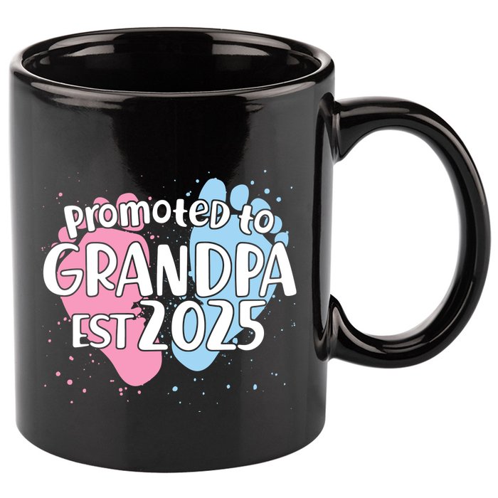 Cute Promoted To Grandpa Est 2025 11oz C Handle Ceramic Mug