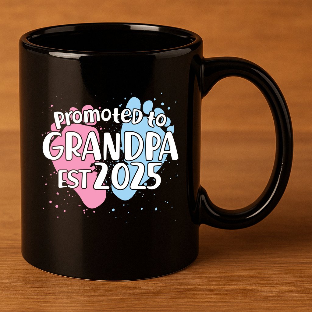 Cute Promoted To Grandpa Est 2025 11oz C Handle Ceramic Mug