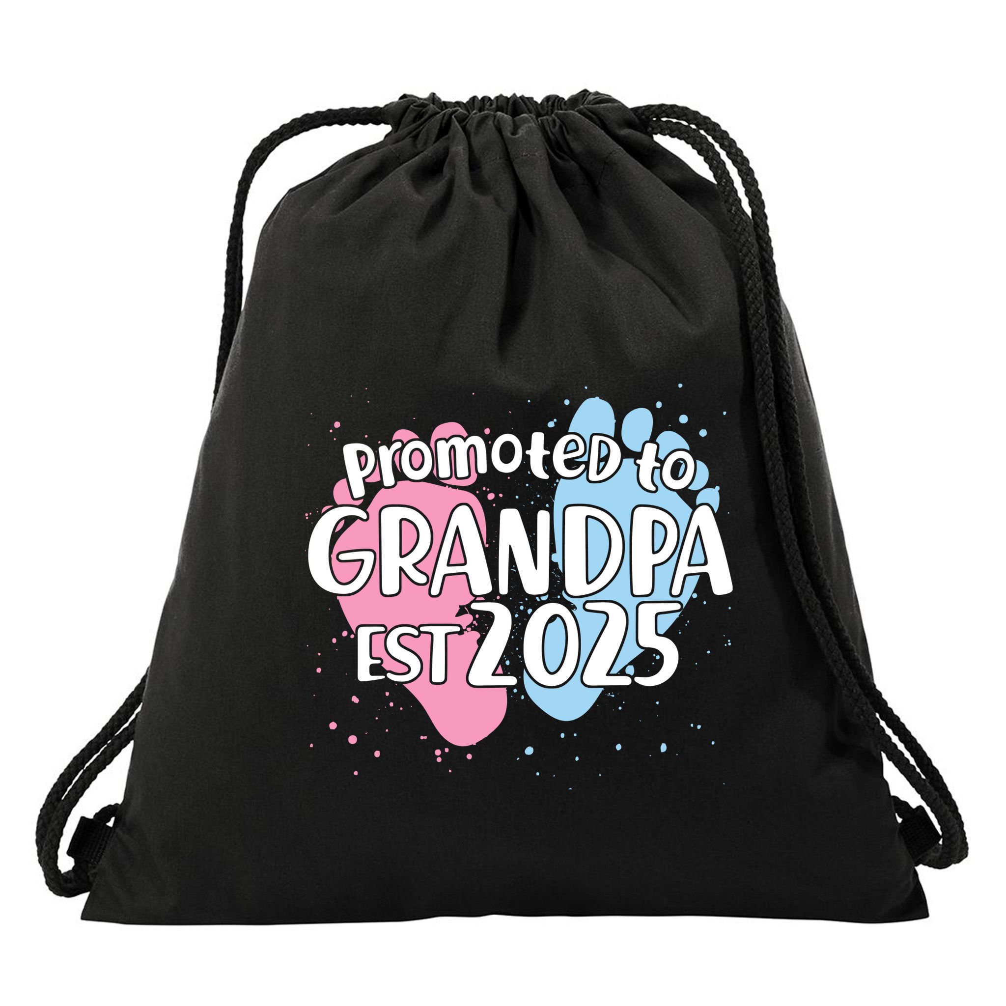 Cute Promoted To Grandpa Est 2025 Drawstring Bag