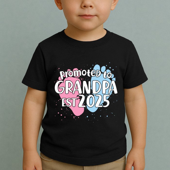 Cute Promoted To Grandpa Est 2025 Toddler T-Shirt