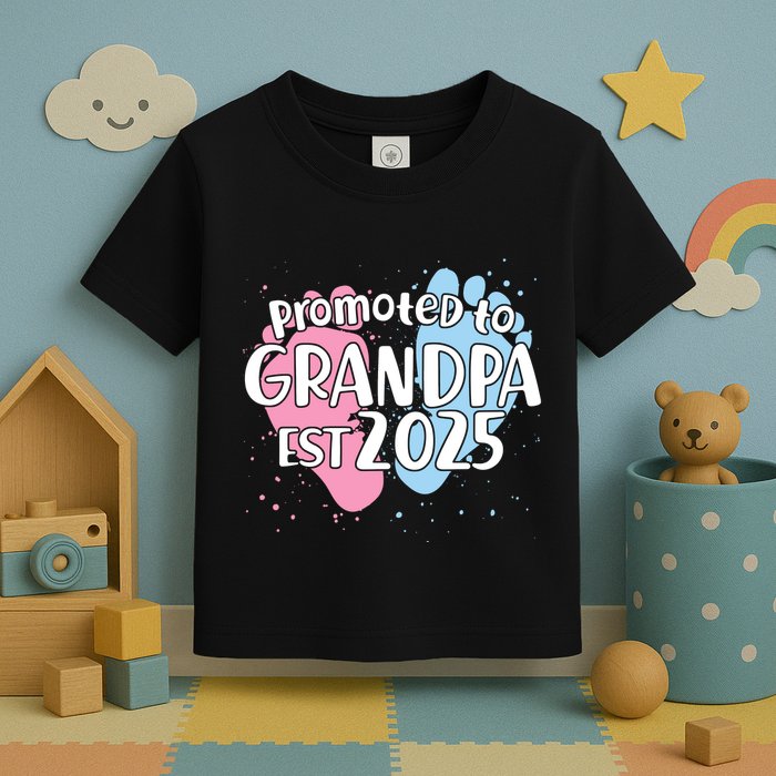 Cute Promoted To Grandpa Est 2025 Toddler T-Shirt