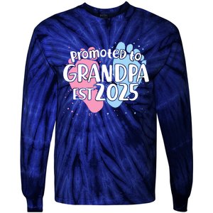 Cute Promoted To Grandpa Est 2025 Tie-Dye Long Sleeve Shirt