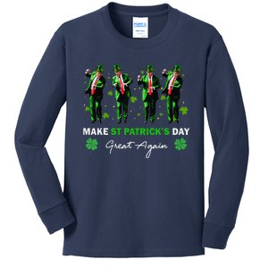 Cute President Trump Dance Make St Patricks Day Great Again Kids Long Sleeve Shirt