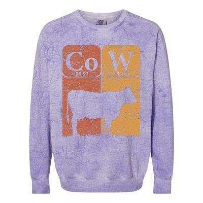 Cow Periodic Table Elements Cow Farmer Vintage Cow Lover Colorblast Crewneck Sweatshirt