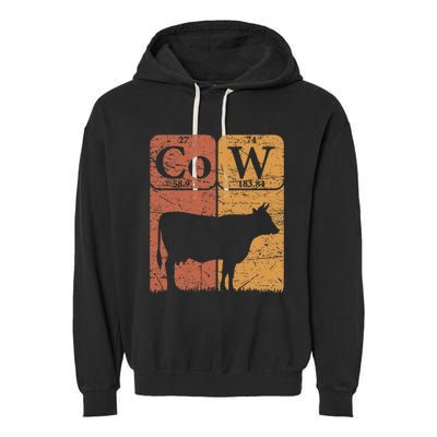 Cow Periodic Table Elements Cow Farmer Vintage Cow Lover Garment-Dyed Fleece Hoodie