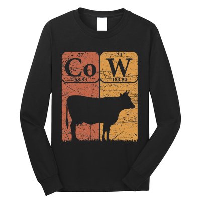 Cow Periodic Table Elements Cow Farmer Vintage Cow Lover Long Sleeve Shirt