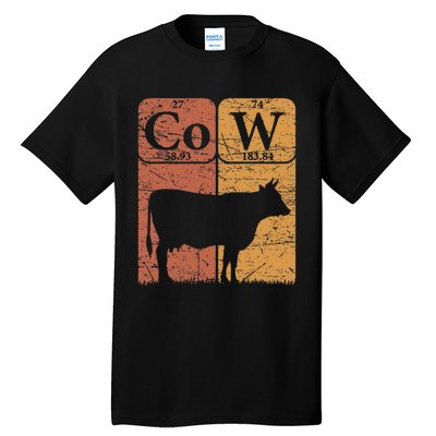 Cow Periodic Table Elements Cow Farmer Vintage Cow Lover Tall T-Shirt