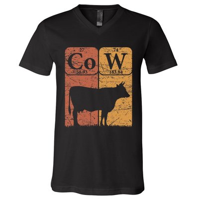 Cow Periodic Table Elements Cow Farmer Vintage Cow Lover V-Neck T-Shirt