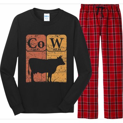 Cow Periodic Table Elements Cow Farmer Vintage Cow Lover Long Sleeve Pajama Set