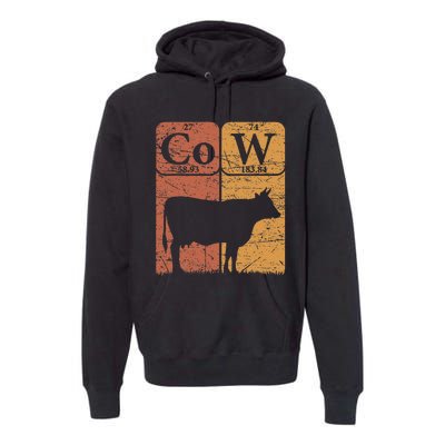 Cow Periodic Table Elements Cow Farmer Vintage Cow Lover Premium Hoodie