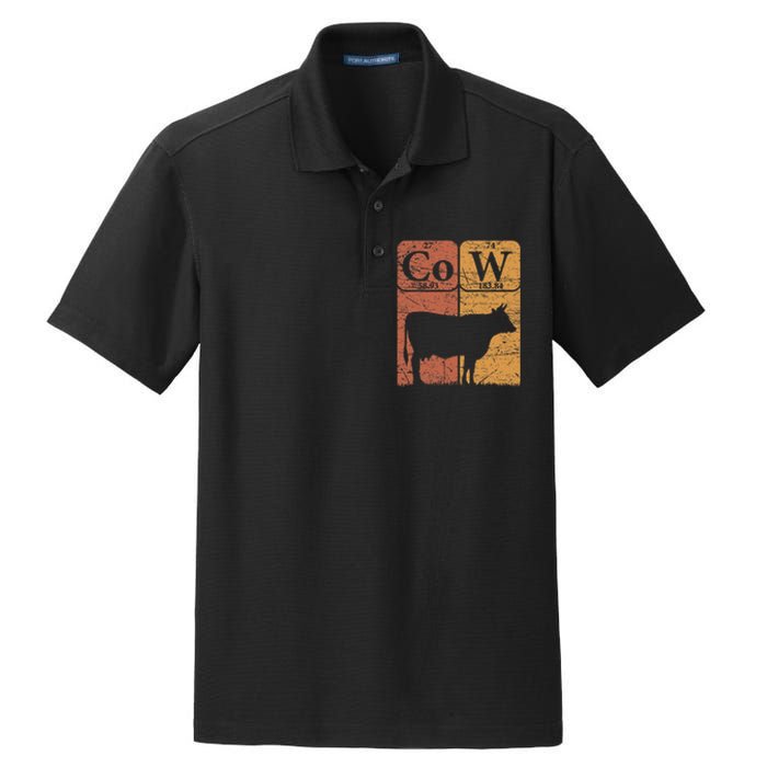 Cow Periodic Table Elements Cow Farmer Vintage Cow Lover Dry Zone Grid Polo