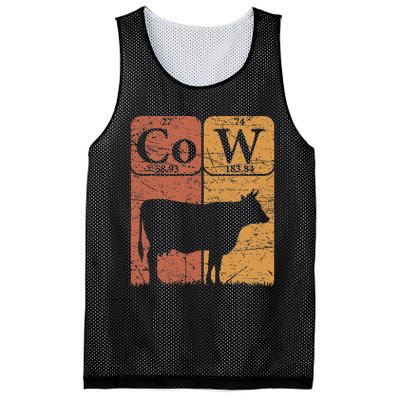 Cow Periodic Table Elements Cow Farmer Vintage Cow Lover Mesh Reversible Basketball Jersey Tank