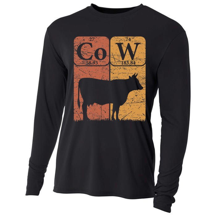 Cow Periodic Table Elements Cow Farmer Vintage Cow Lover Cooling Performance Long Sleeve Crew