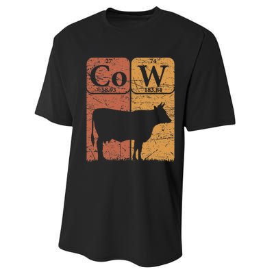 Cow Periodic Table Elements Cow Farmer Vintage Cow Lover Performance Sprint T-Shirt