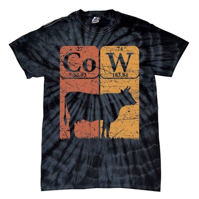 Cow Periodic Table Elements Cow Farmer Vintage Cow Lover Tie-Dye T-Shirt