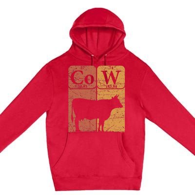 Cow Periodic Table Elements Cow Farmer Vintage Cow Lover Premium Pullover Hoodie