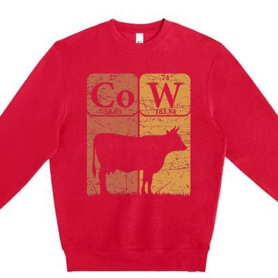 Cow Periodic Table Elements Cow Farmer Vintage Cow Lover Premium Crewneck Sweatshirt